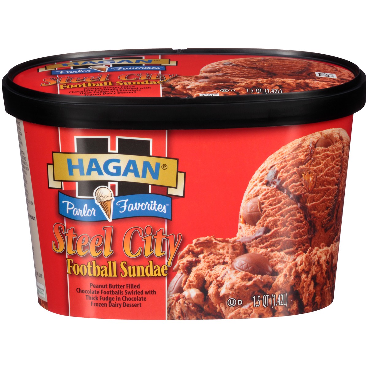 slide 1 of 10, Hagan Parlor Favorites Steel City Football Sundae Ice Cream 1.5 qt. Tub, 1.42 liter
