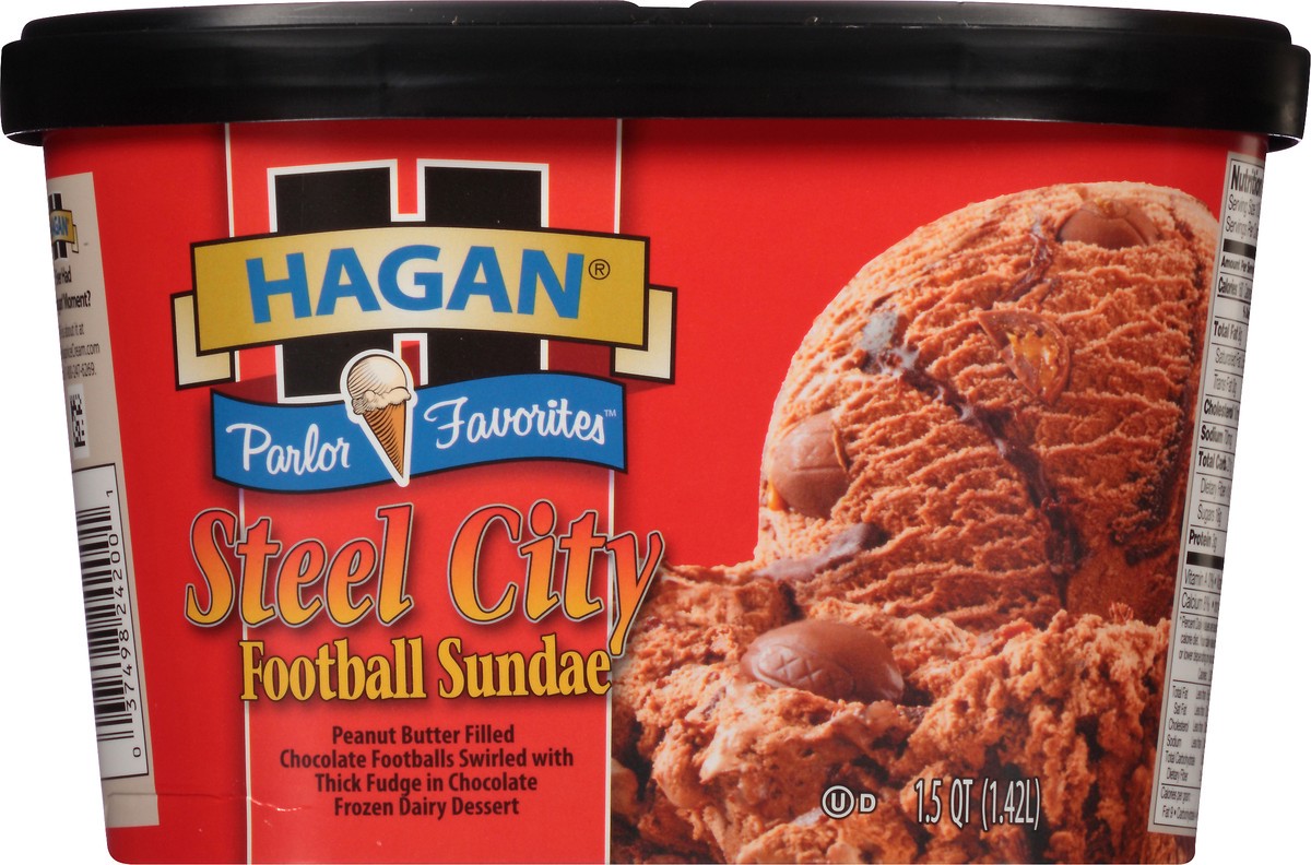 slide 5 of 10, Hagan Parlor Favorites Steel City Football Sundae Ice Cream 1.5 qt. Tub, 1.42 liter