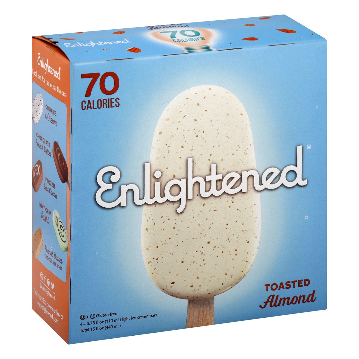 slide 2 of 9, Enlightened Light Toasted Almond Ice Cream Bars 4 ea, 4 ct