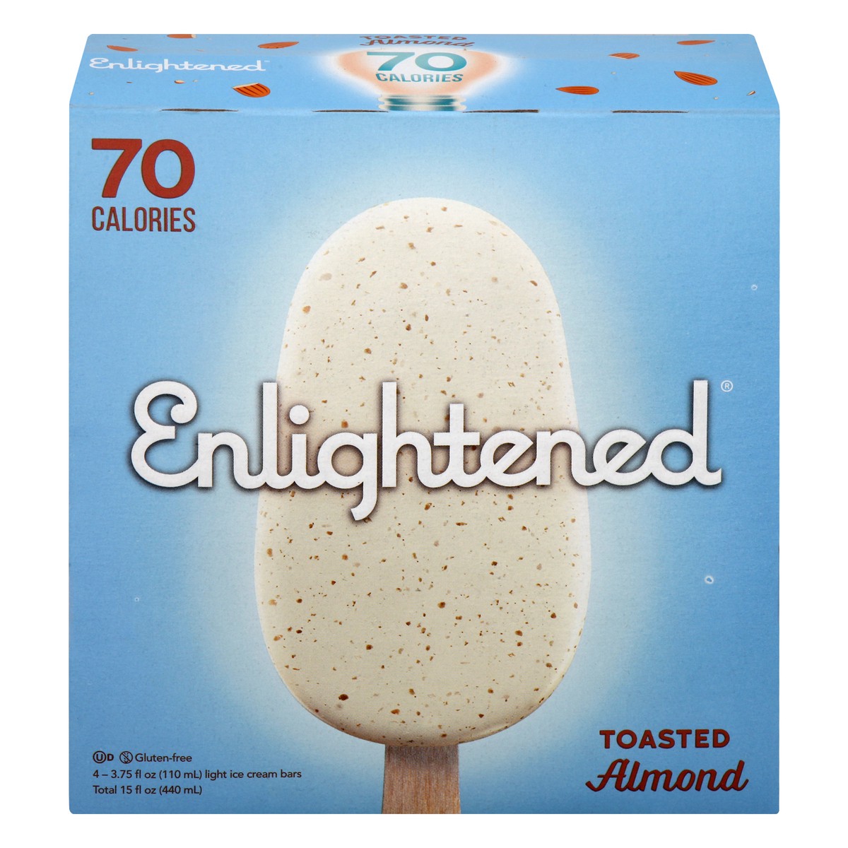 slide 1 of 9, Enlightened Light Toasted Almond Ice Cream Bars 4 ea, 4 ct