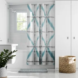 Zenna Home InstaCurtain Hook-Free PEVA Shower Curtain, Shibori Teal