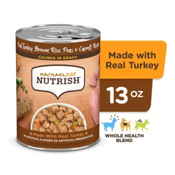 Rachael Ray Nutrish Real Turkey, Brown Rice, Peas & Carrots Recipe Whole Health Blend Chunks in Gravy Wet Dog Food, 13 oz. Can (Rachael Ray)