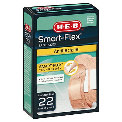 slide 1 of 1, H-E-B Smart-Flex Bandages Assorted Sizes, 22 ct