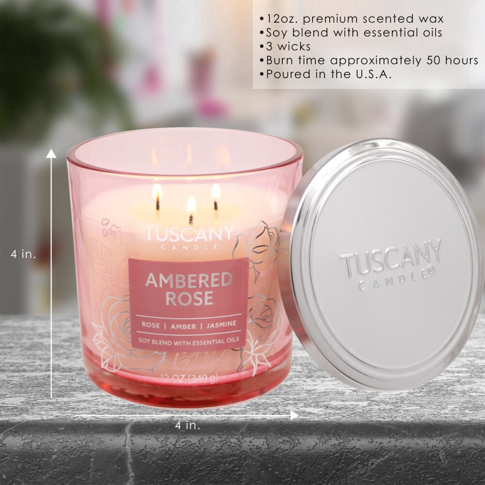 slide 2 of 4, Tuscany Scented Jar Candle Ambered Rose, 12 oz