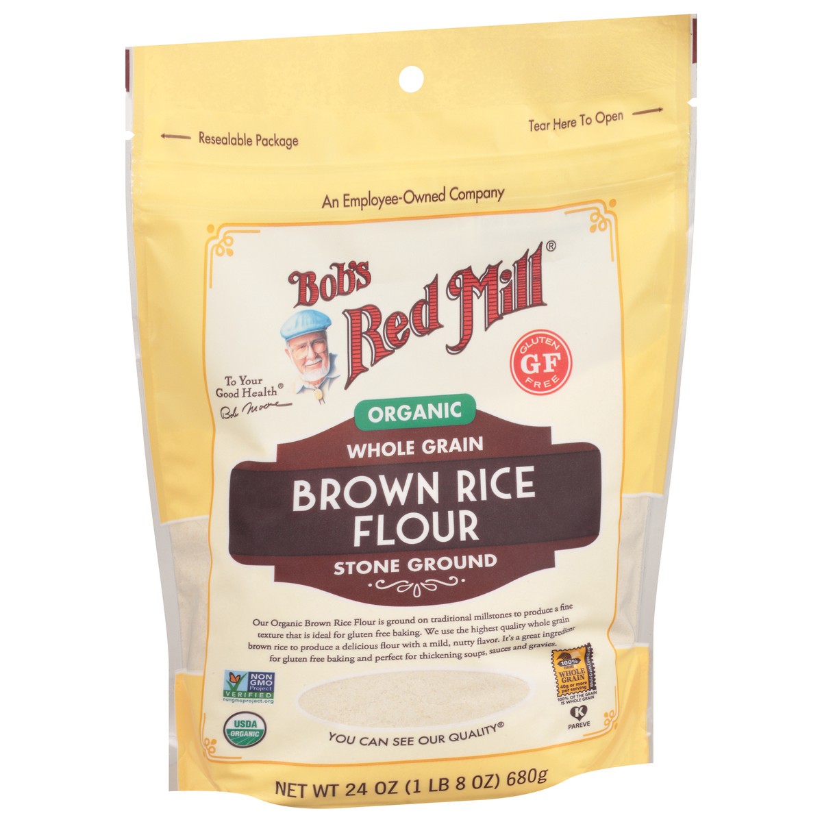 slide 2 of 9, Bob's Red Mill Organic Stone Ground Whole Grain Brown Rice Flour 24 oz, 24 oz