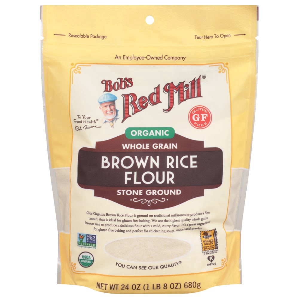 slide 1 of 9, Bob's Red Mill Organic Stone Ground Whole Grain Brown Rice Flour 24 oz, 24 oz