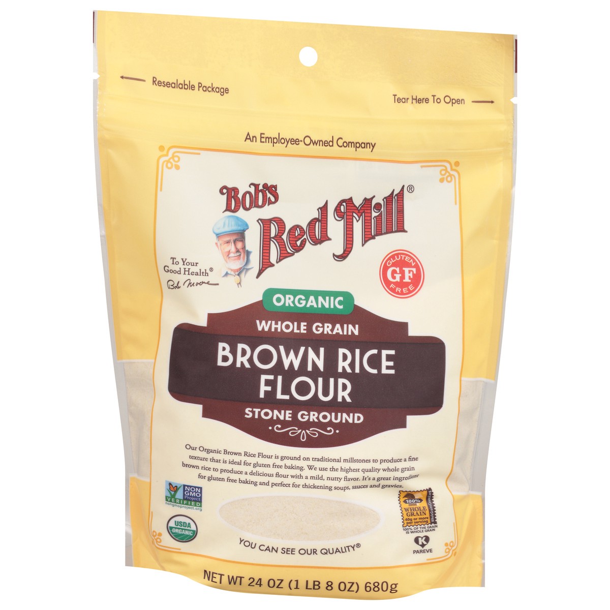 slide 4 of 9, Bob's Red Mill Organic Stone Ground Whole Grain Brown Rice Flour 24 oz, 24 oz