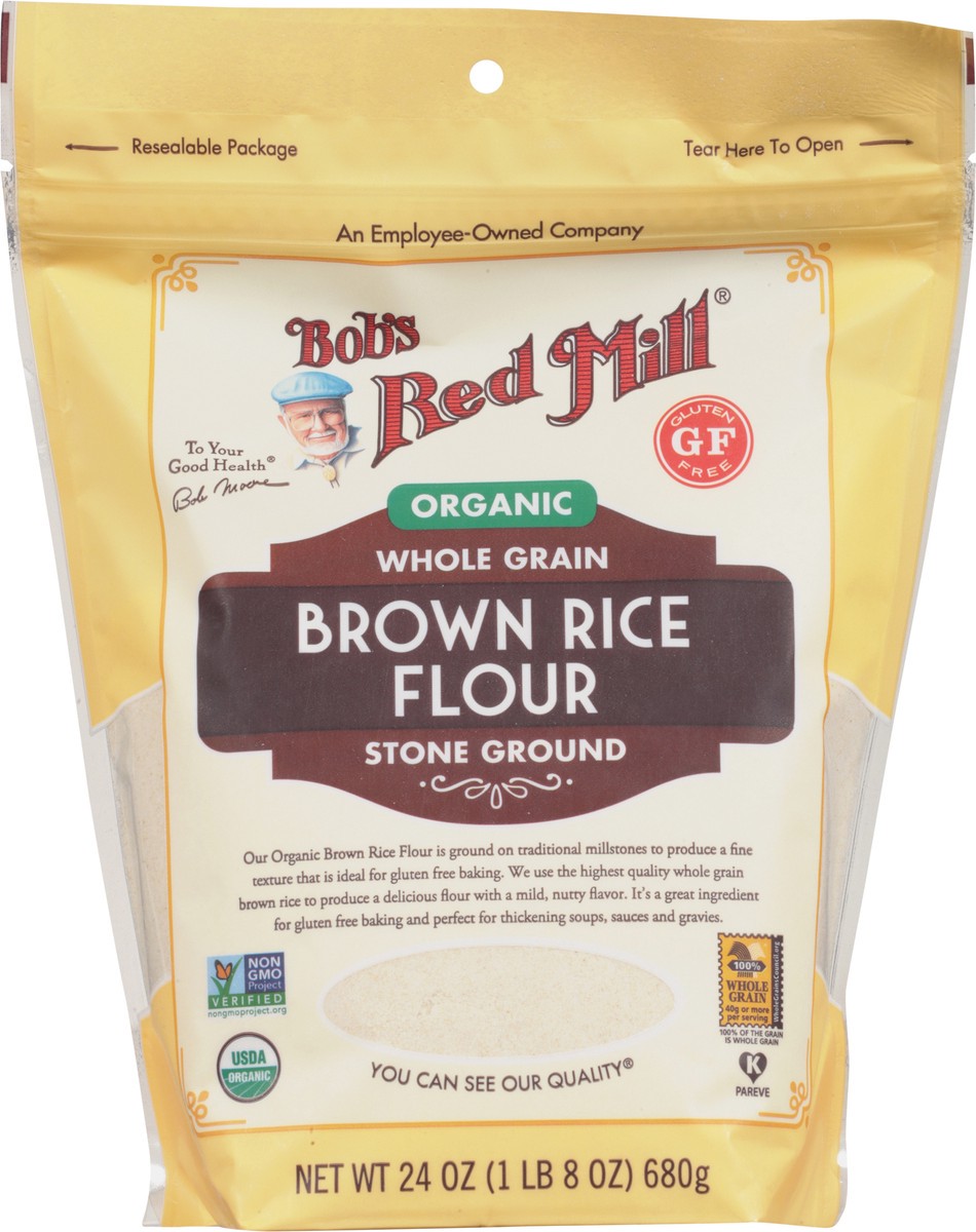 slide 8 of 9, Bob's Red Mill Organic Stone Ground Whole Grain Brown Rice Flour 24 oz, 24 oz