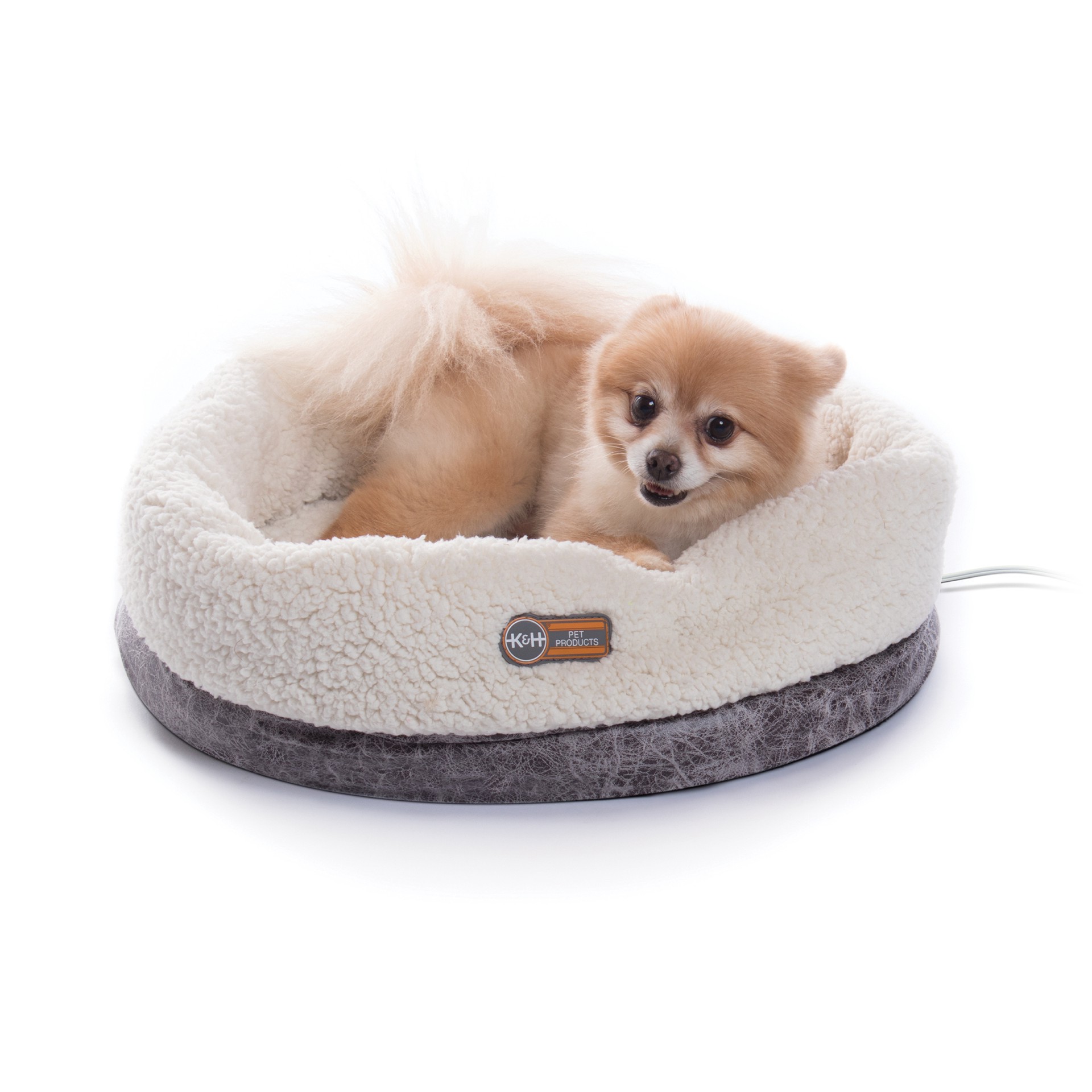 slide 1 of 9, K & H K&H Pet Products Thermo-Snuggle Cup Bomber - Indoor Heated Cat Bed Gray 14 X 18 Inches, 1 ct