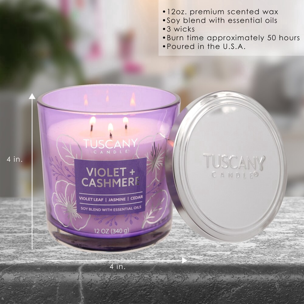 slide 3 of 4, Tuscany Scented Jar Candle Violet & Cashmere, 12 oz