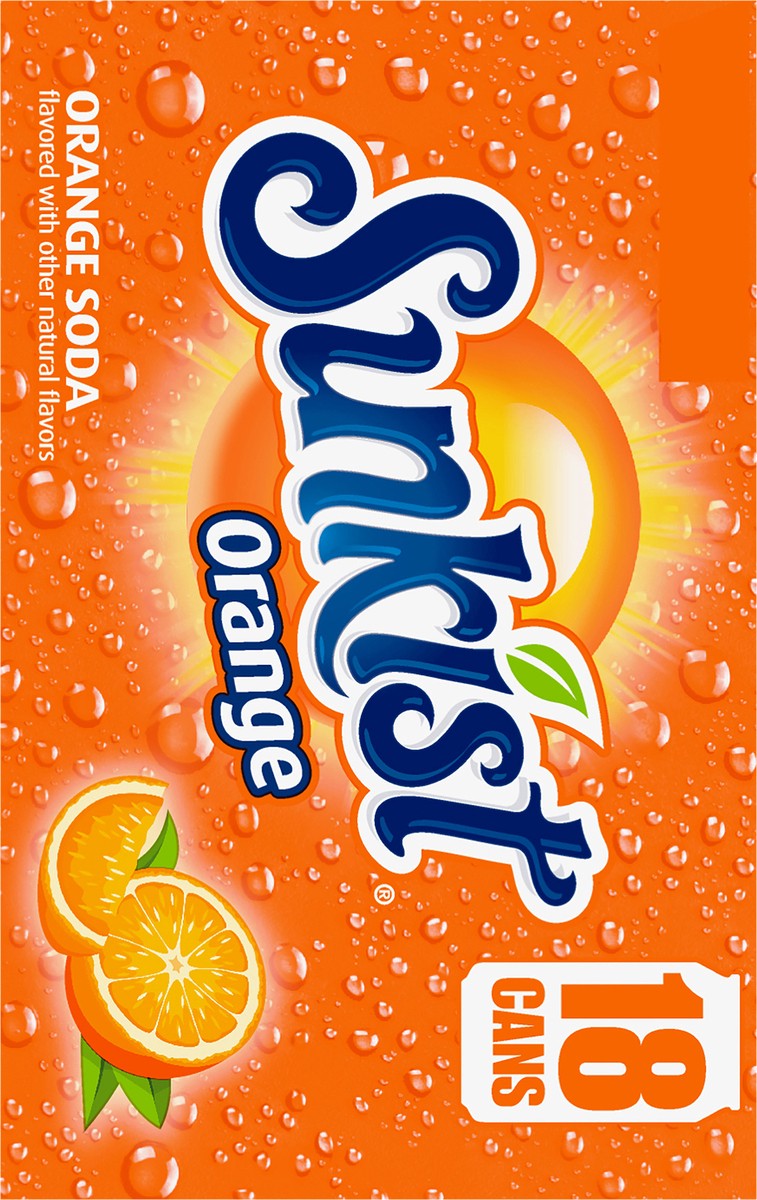 slide 11 of 11, Sunkist Orange Soda, 12 fl oz cans, 18 pack, 18 ct