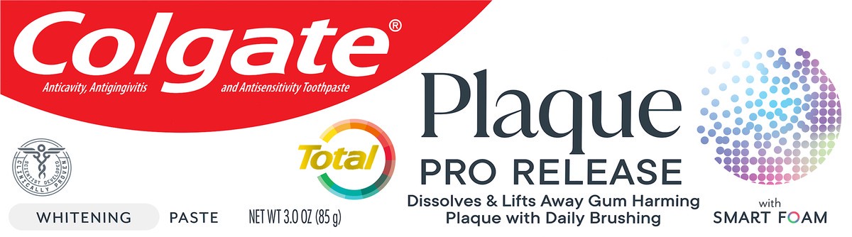 slide 2 of 6, Colgate Total Plaque Pro Release Whitening Toothpaste, 3.0 Oz., 3 oz