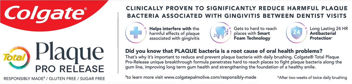 slide 5 of 6, Colgate Total Plaque Pro Release Whitening Toothpaste, 3.0 Oz., 3 oz