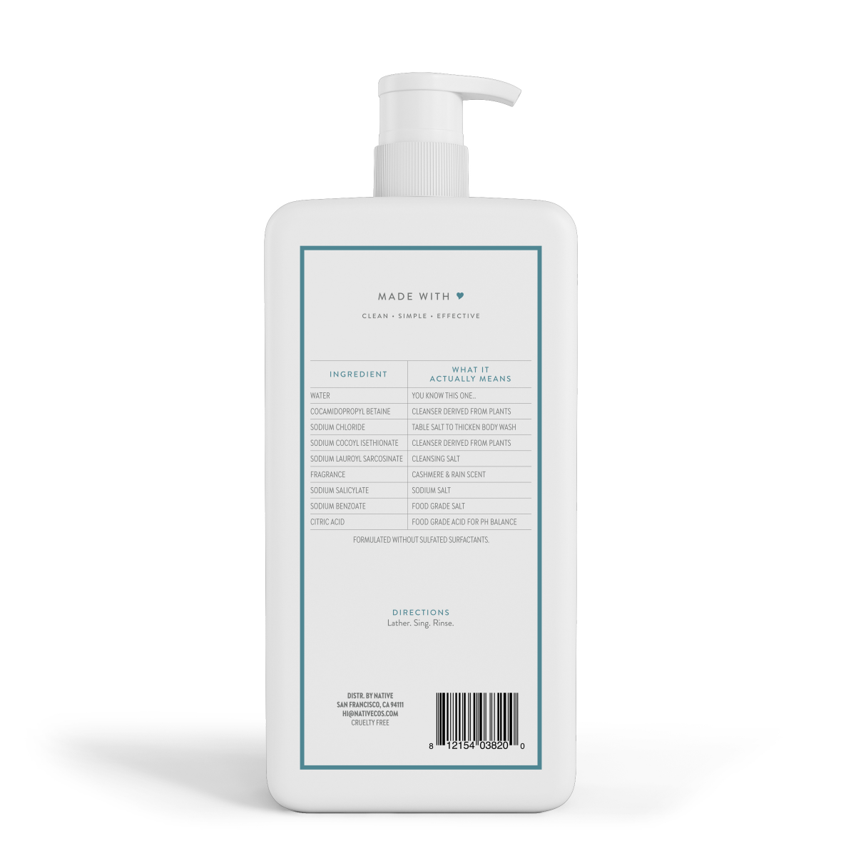 slide 7 of 13, Native Body Wash with Pump - Cashmere & Rain - Sulfate Free - 36 fl oz, 36 fl oz
