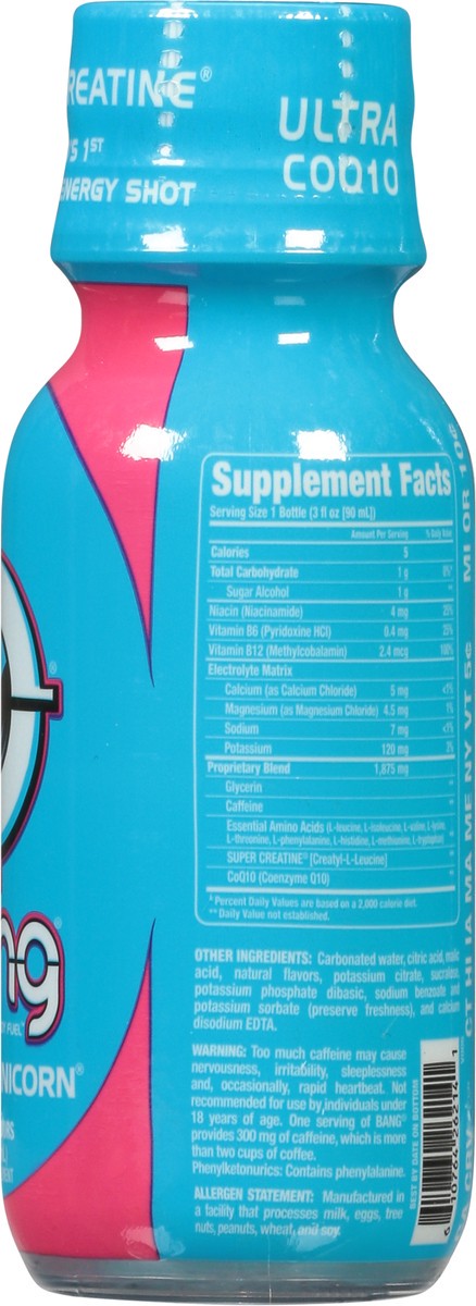 slide 8 of 9, Bang Carbonated Rainbow Unicorn Energy Shot 3 fl oz, 3 oz