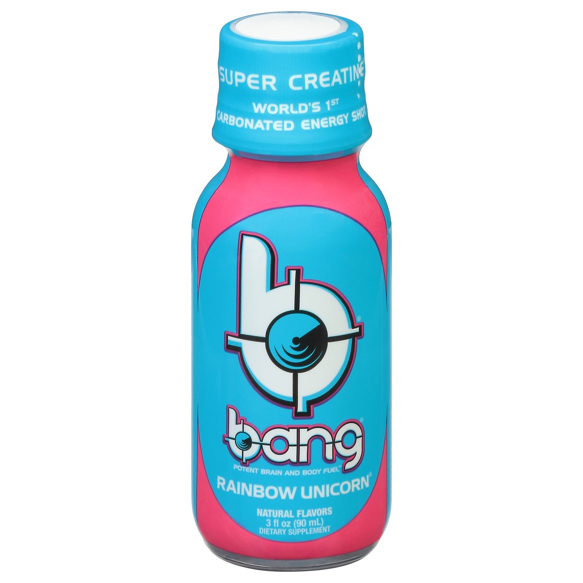 slide 1 of 9, Bang Carbonated Rainbow Unicorn Energy Shot 3 fl oz, 3 oz