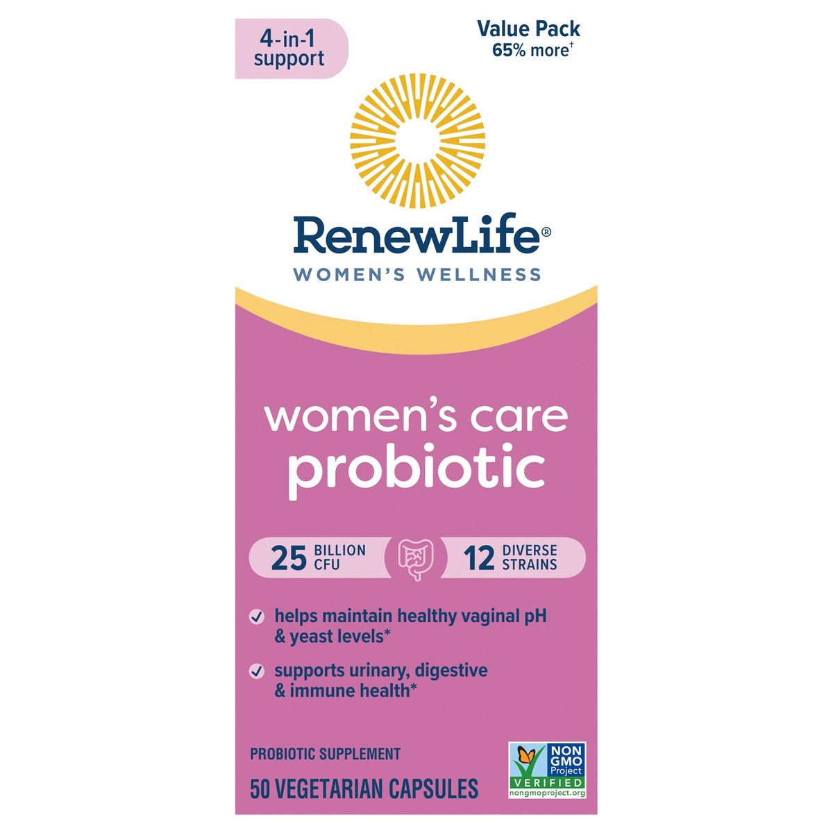 slide 1 of 5, Renew Life Ultimate Flora Probiotic Women's Care 25 Billion CFU 50 Delayed Release Vegan Capsules, 50 ct