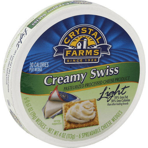 slide 1 of 1, Crystal Farms Cheese Product, Pasteurized Processed, Light, Creamy Swiss, 4 oz