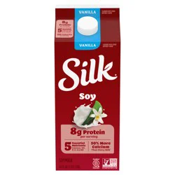 Silk Soy Milk, Vanilla, Dairy Free, Gluten Free, 64 FL OZ Half Gallon