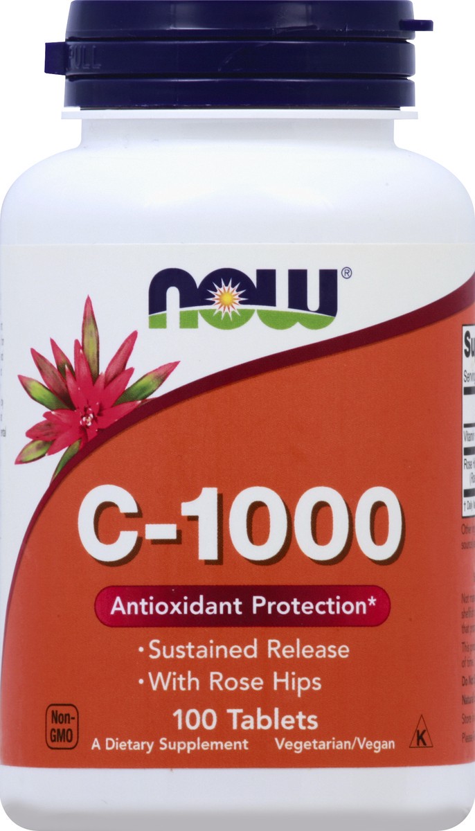 slide 7 of 7, Now Naturals NOW C-1,000 with Rose Hips Tablets, 100 ct