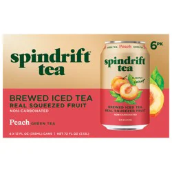 Spindrift Peach Green Tea - 6 x 12 fl oz
