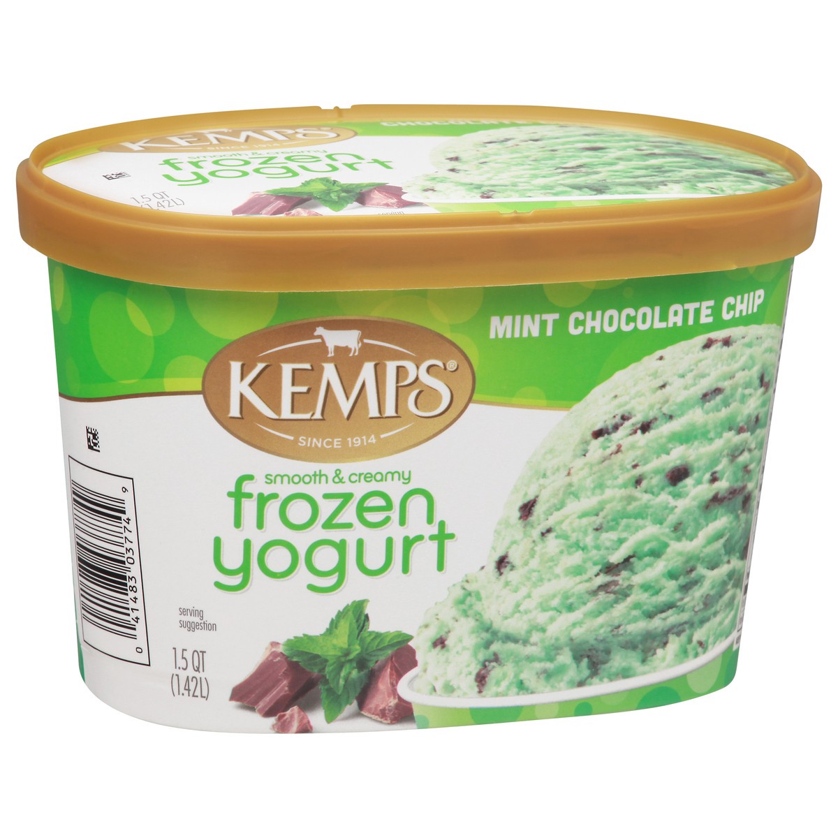 slide 12 of 13, Kemps Mint Choc Chip Frozen Yogurt Low Fat, 1.5 qt