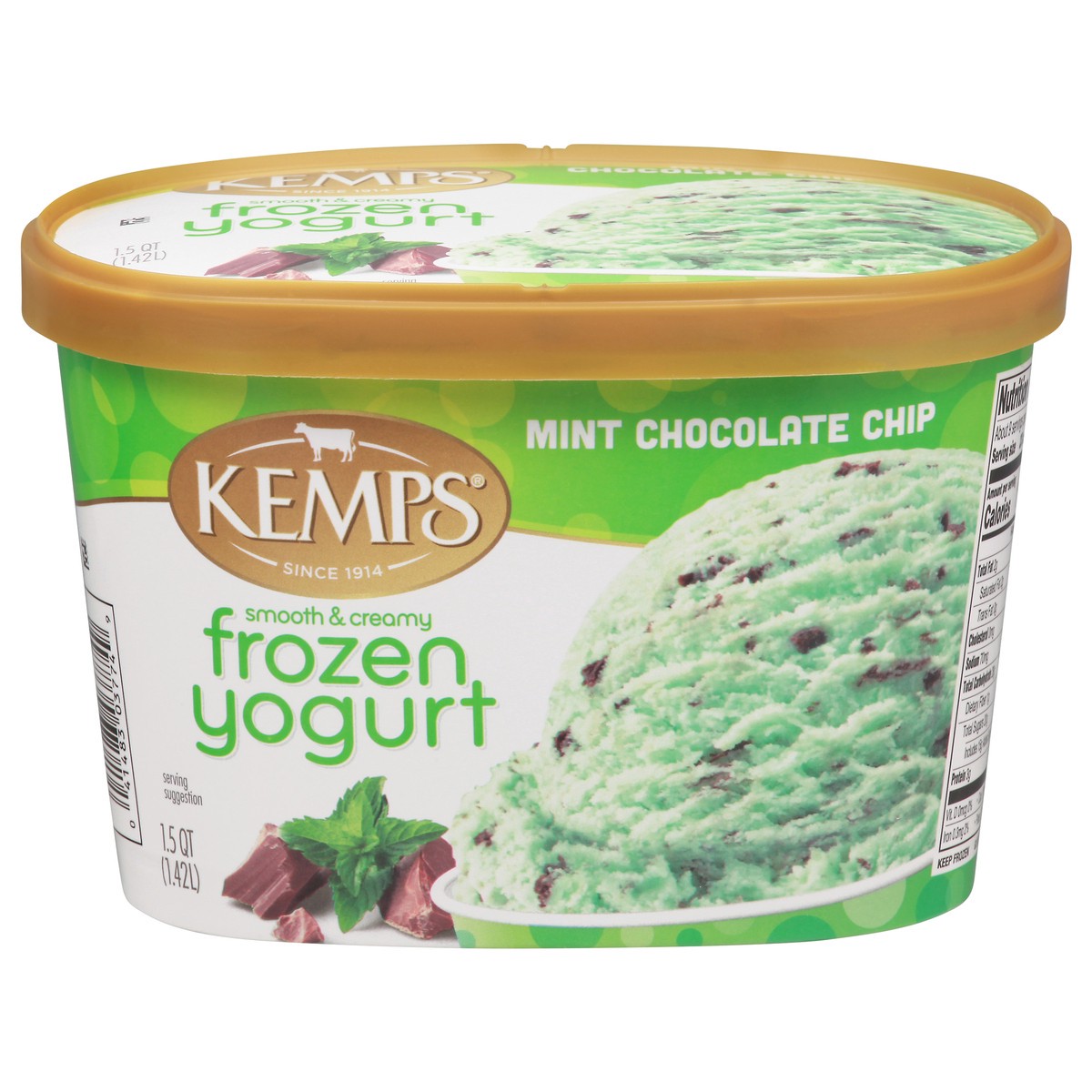slide 1 of 13, Kemps Mint Choc Chip Frozen Yogurt Low Fat, 1.5 qt
