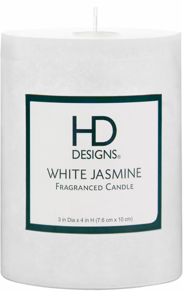 slide 1 of 1, HD Designs White Jasmine Pillar Candle - White, 3 in x 4 in