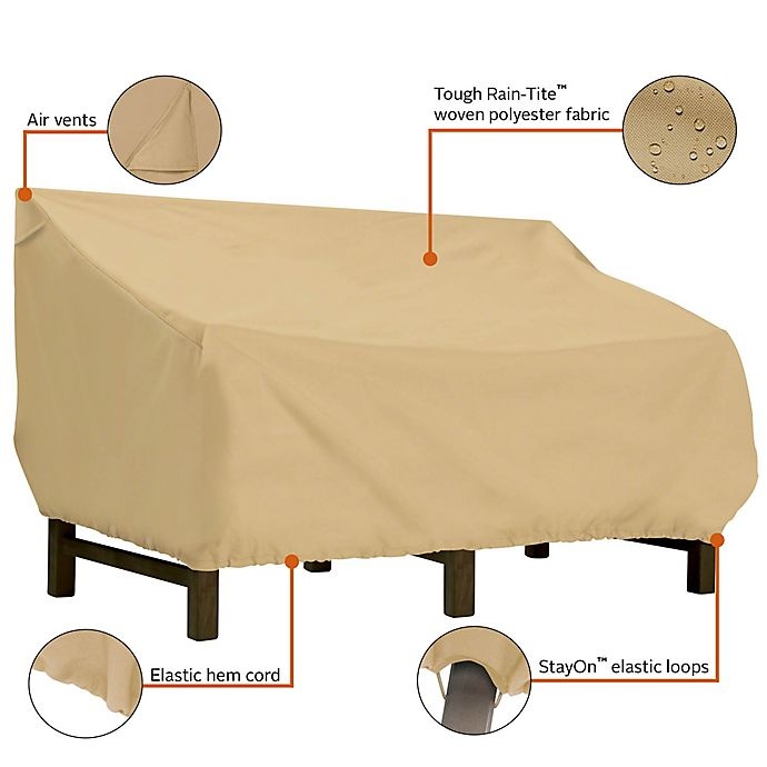 slide 3 of 9, Classic Accessories Terrazzo Small Deep-Seat Loveseat Cover - Sand, 1 ct