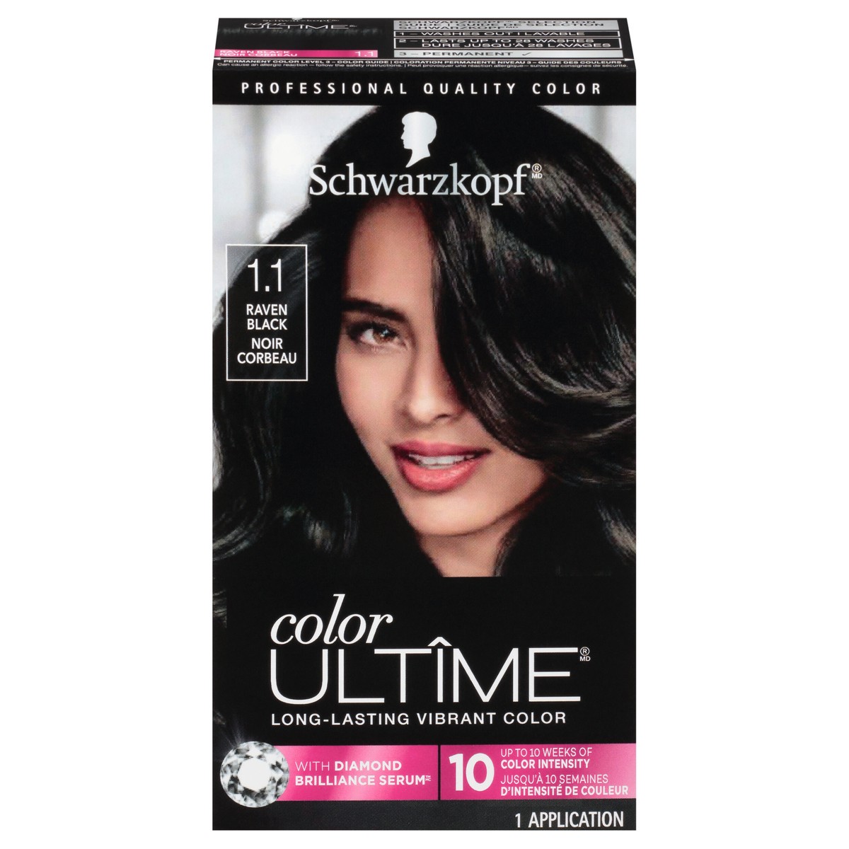 slide 1 of 5, Schwarzkopf Color Ultime Permanent Hair Color Cream, 1.1 Raven Black, 1 ct