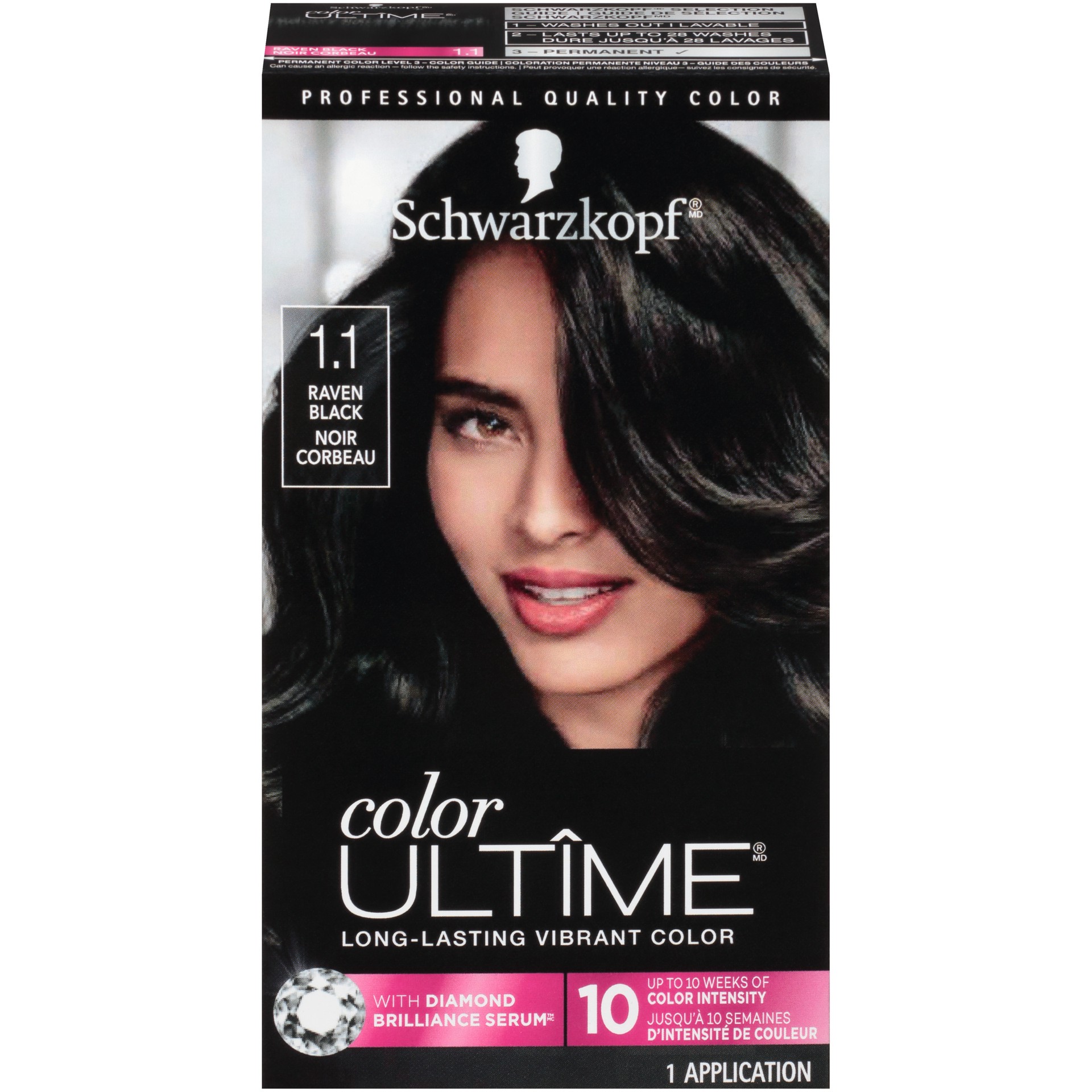 slide 3 of 5, Schwarzkopf Color Ultime Permanent Hair Color Cream, 1.1 Raven Black, 1 ct