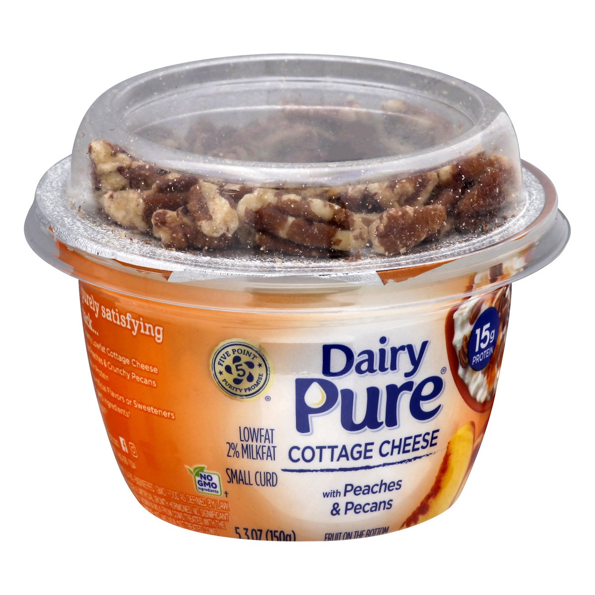 slide 9 of 10, Dairy Pure Low Fat Cottage Cheese with Peaches and Pecans - 5.3 oz Cup, 5.3 oz