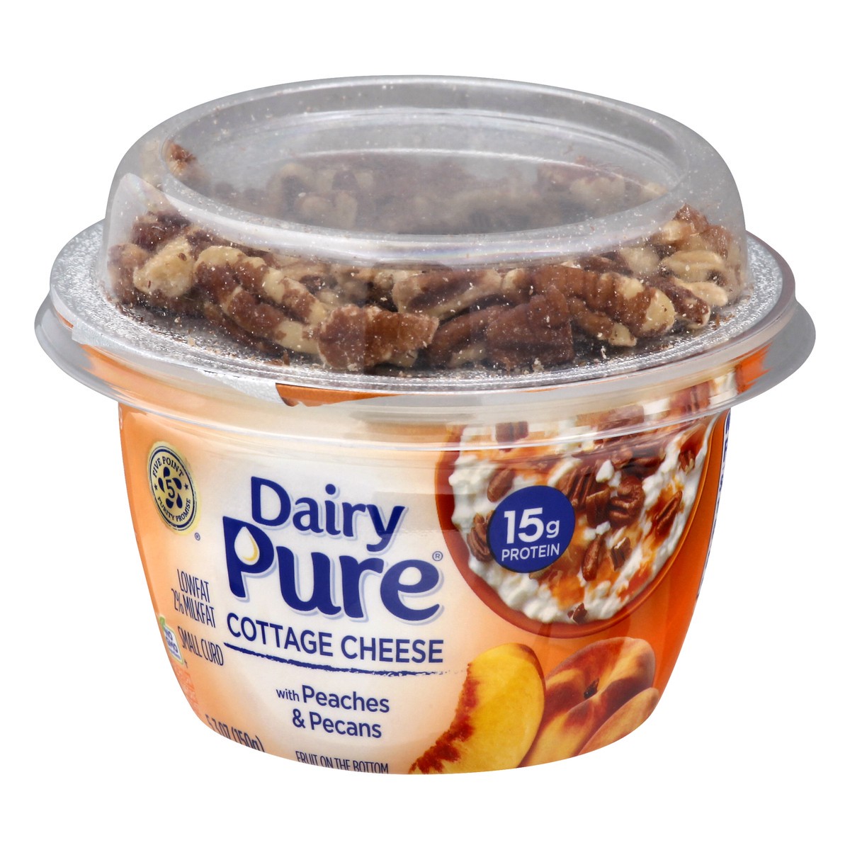 slide 3 of 10, Dairy Pure Low Fat Cottage Cheese with Peaches and Pecans - 5.3 oz Cup, 5.3 oz