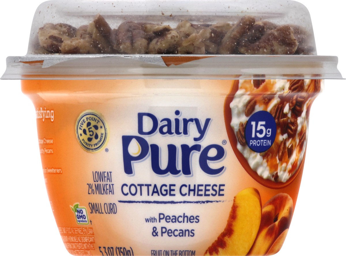 slide 5 of 10, Dairy Pure Low Fat Cottage Cheese with Peaches and Pecans - 5.3 oz Cup, 5.3 oz