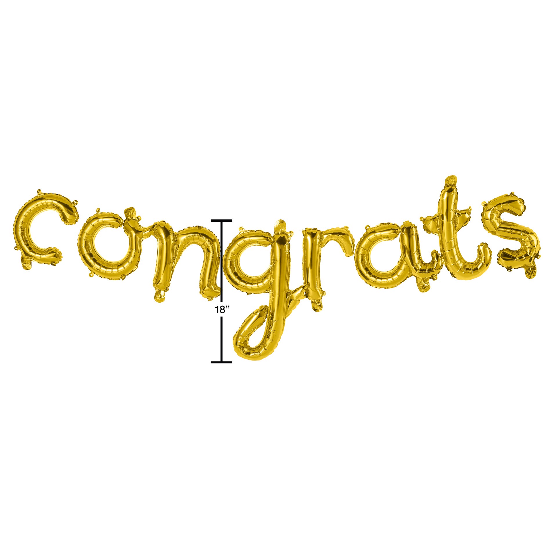 slide 3 of 3, American Greetings Gold 'Congrats' Foil Balloon Banner (8-Piece Set), 1 ct