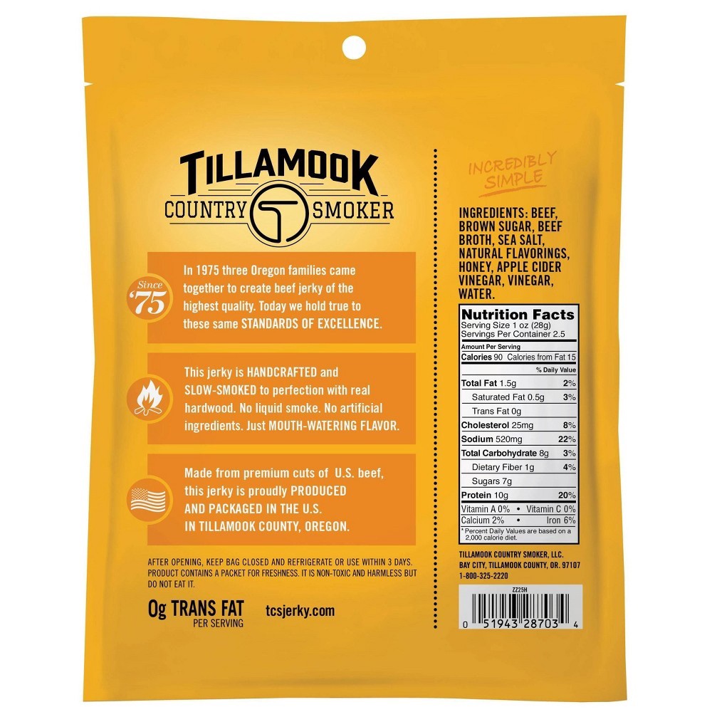 slide 2 of 3, Tillamook Country Smoker Honey Glazed Beef Jerky 2.5 oz, 2.5 oz