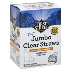 First Street 7.75 In Jumbo Wrapped Clear Straws