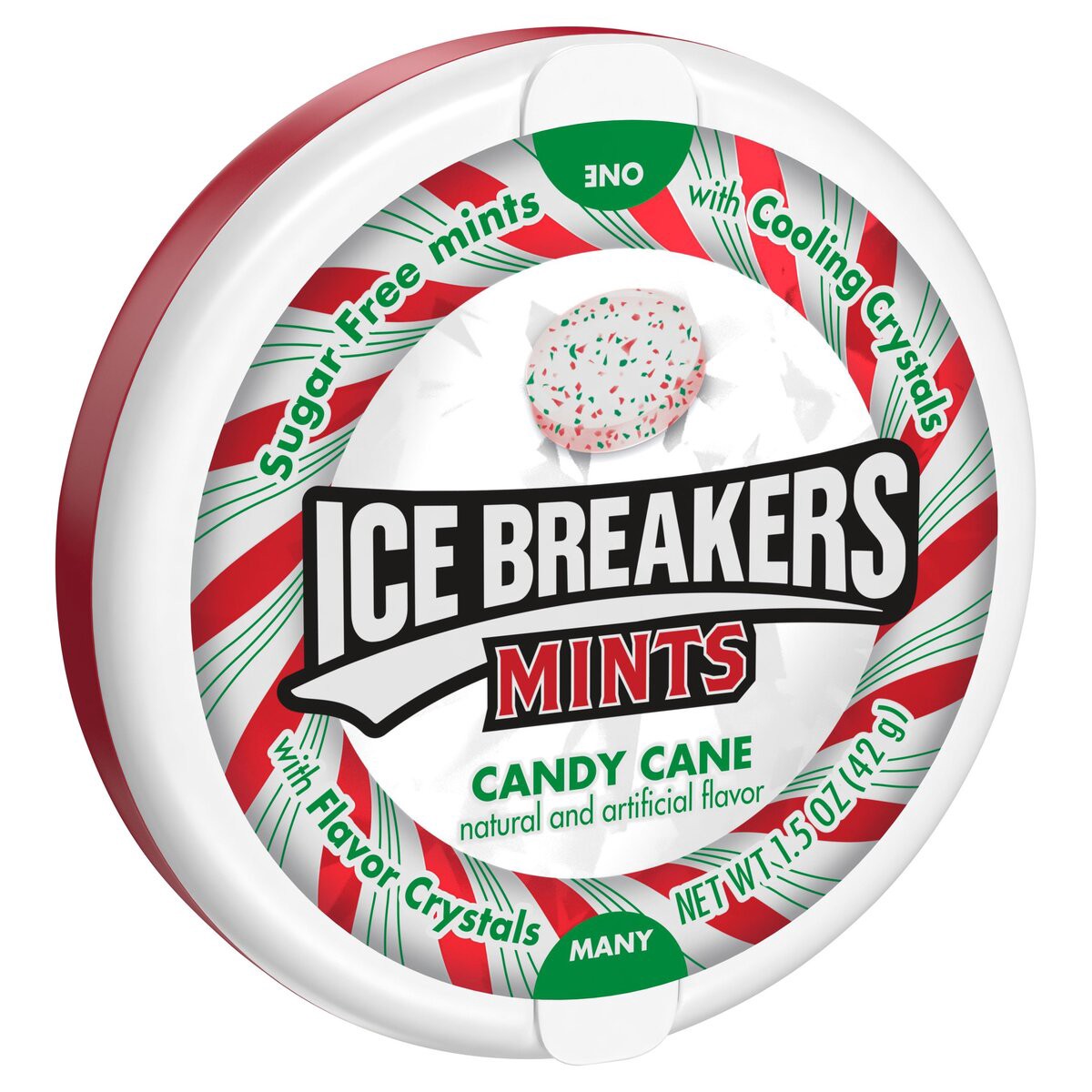 slide 1 of 8, Ice Breakers Breath Mints, Mints, Candy Cane, Sugar Free, Holiday Mints, Stocking Stuffer, 1.5 oz