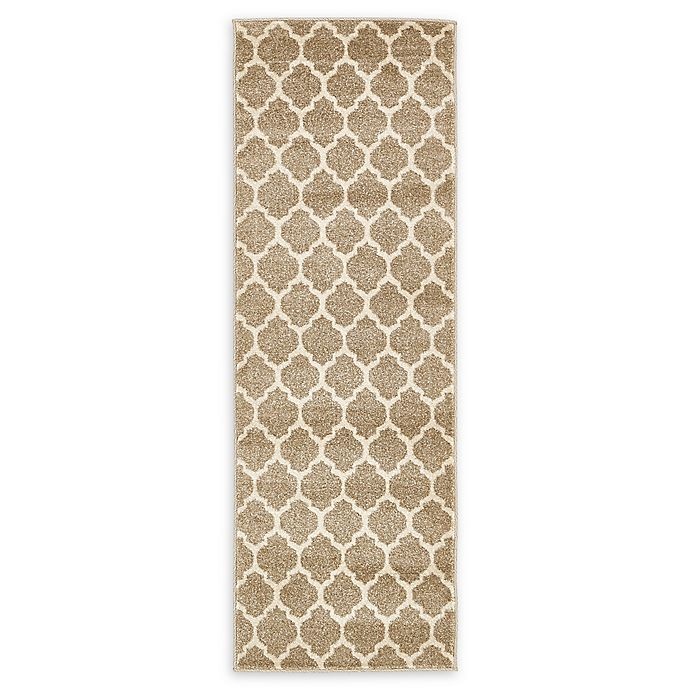 slide 1 of 3, Unique Loom Philadelphia Trellis Runner - Tan, 2 ft x 6 ft