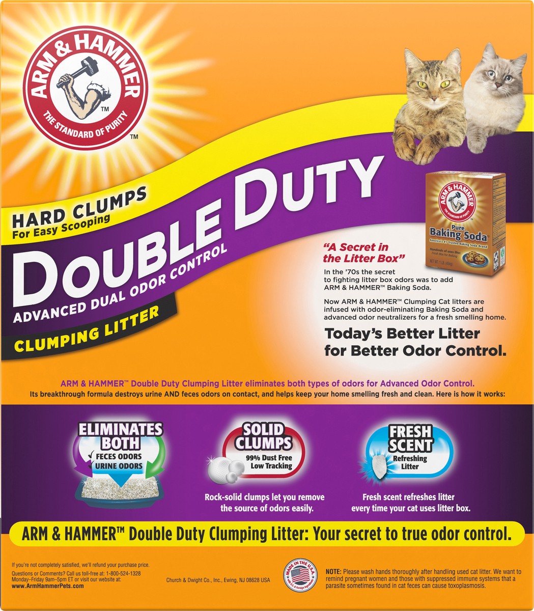 slide 3 of 8, ARM & HAMMER Double Duty Dual Advanced Odor Control Scented Clumping Cat Litter, 40 lb, 40 lb