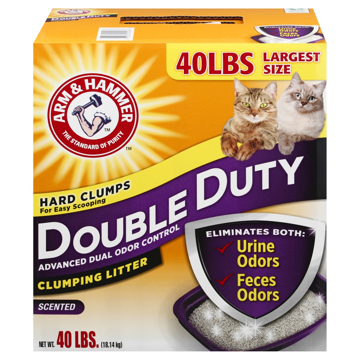 slide 1 of 4, ARM & HAMMER Double Duty Advanced Odor Control Clumping Cat Litter, 40 lb