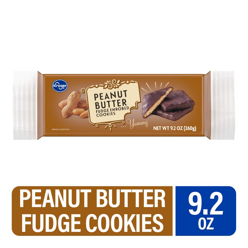 slide 5 of 6, Kroger Chocolate Enrobed Peanut Butter Fudge Cookies, 9.2 oz
