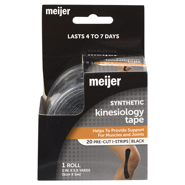 slide 1 of 1, Meijer Kinesiology Tape, Synthetic Pre-Cut I-Strips Black, 20 ct