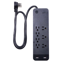 slide 5 of 9, Ge Pro 7-Outlet Surge Protector With Usb, 3', Black, 1 ct