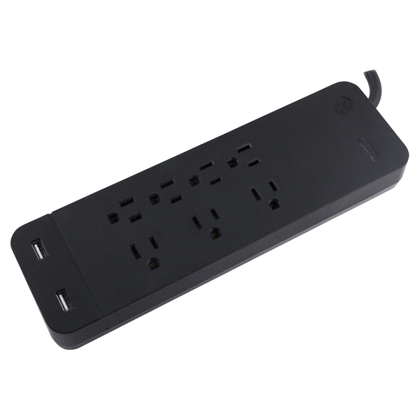 slide 9 of 9, Ge Pro 7-Outlet Surge Protector With Usb, 3', Black, 1 ct