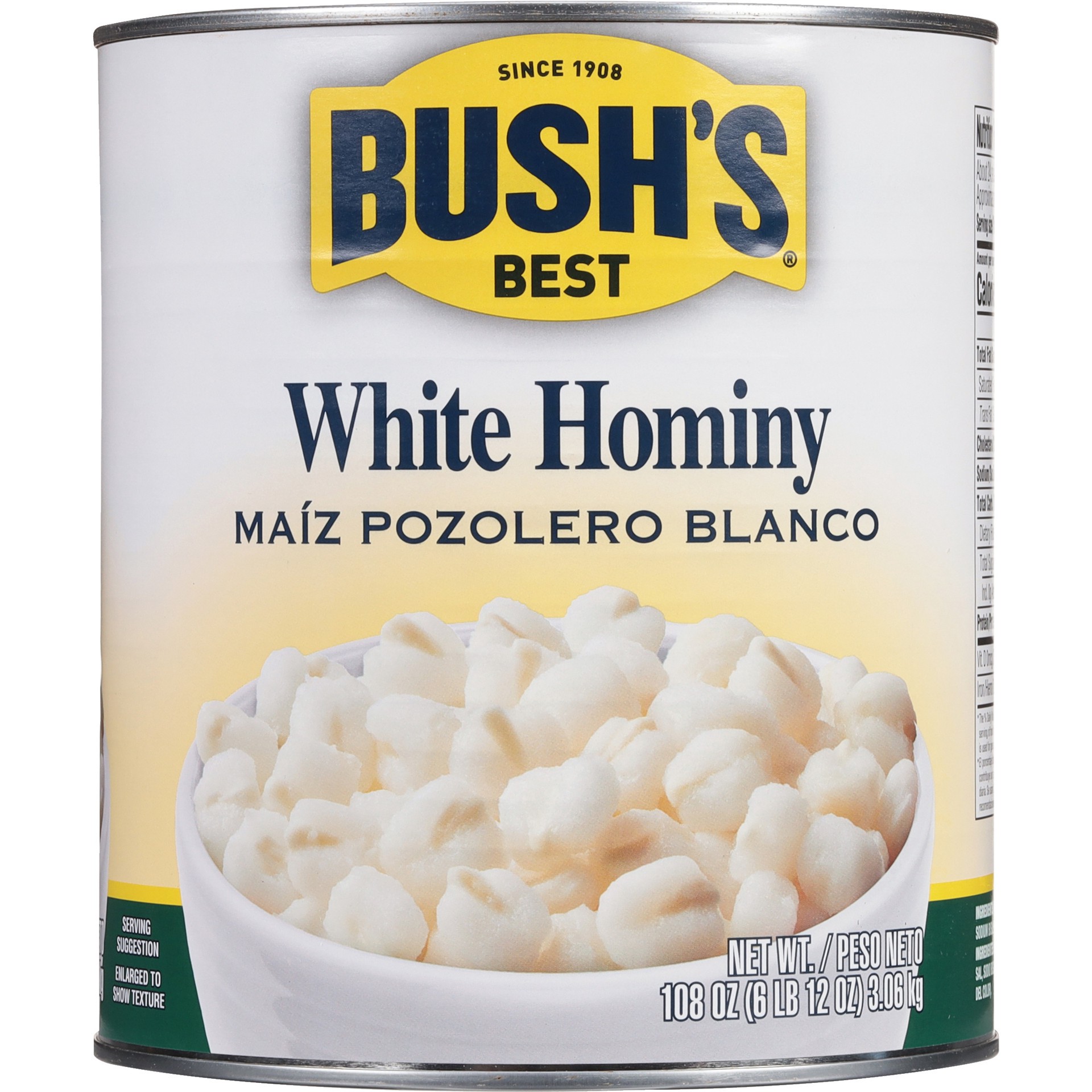 slide 1 of 8, Bush's Best Bush's White Hominy 108 oz, 108 oz