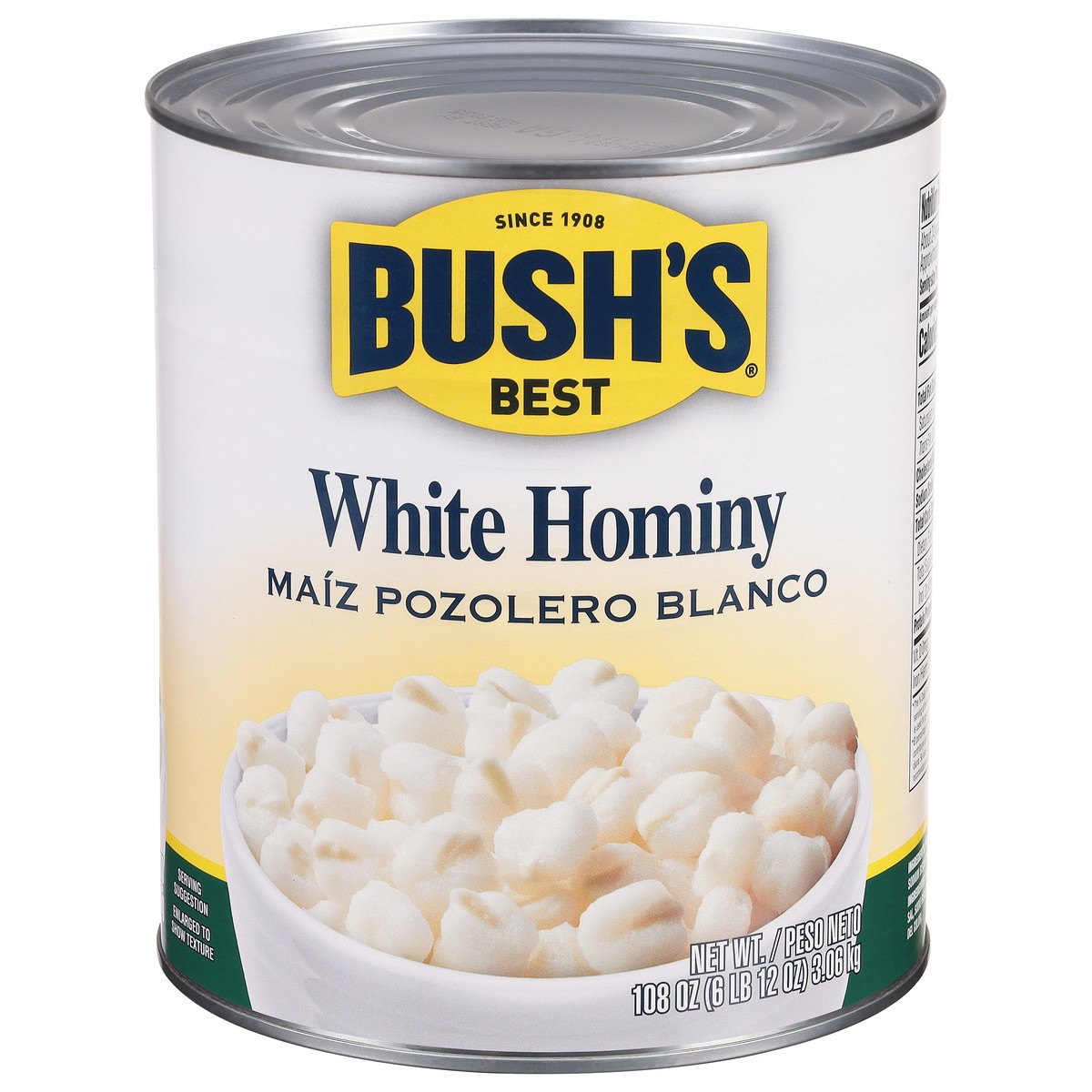 slide 1 of 8, Bush's Best Bush's White Hominy 108 oz, 108 oz