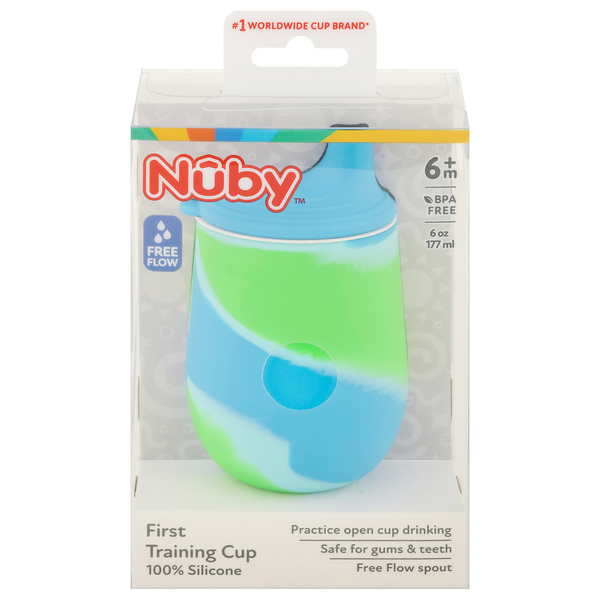 slide 1 of 1, Nuby 6m+ 100% Silicone First Training Cup 1 ea, 1 ct