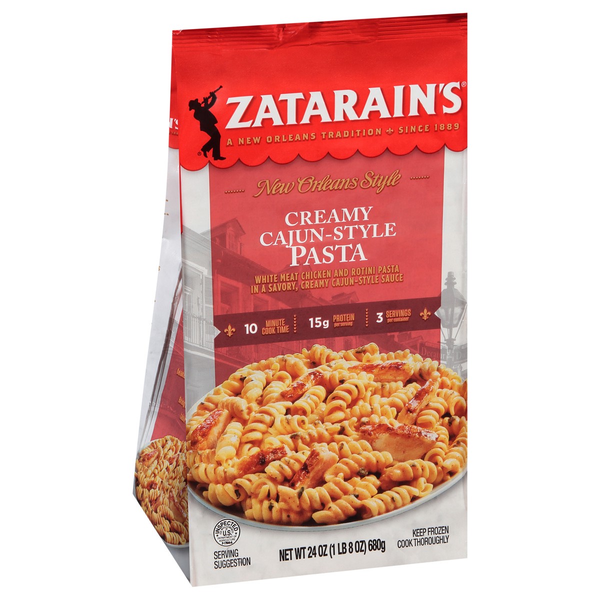 slide 3 of 13, Zatarain's Frozen Meal - Creamy Cajun Pasta, 24 oz