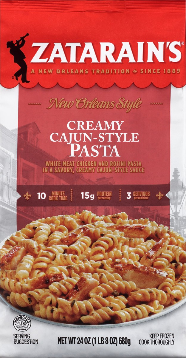 slide 12 of 13, Zatarain's Frozen Meal - Creamy Cajun Pasta, 24 oz